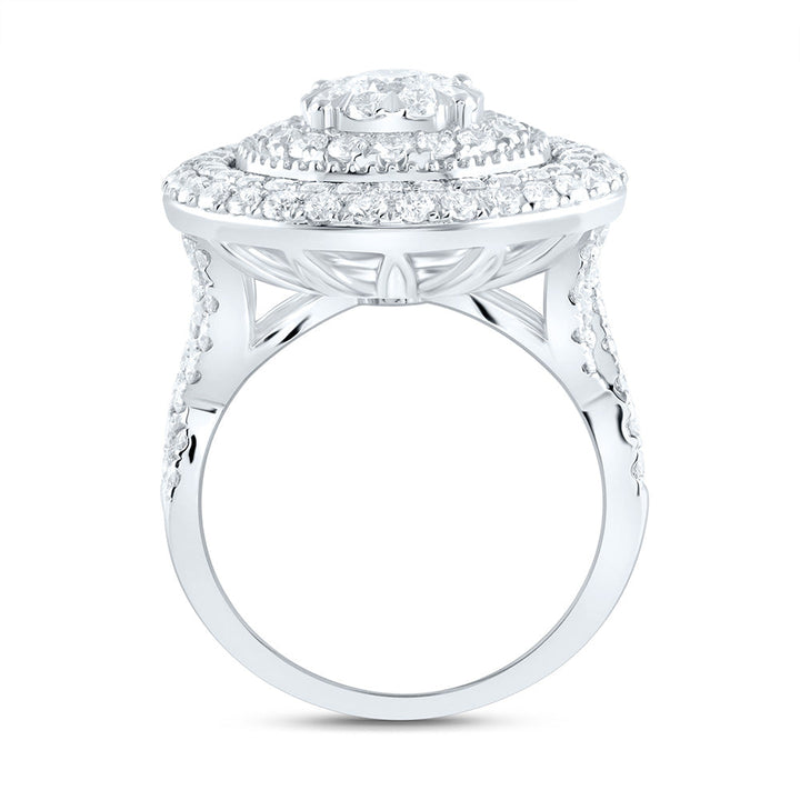 2 7/8CTW-NAT DIA ANA M ELITE 3/8CTW-CRD ROUND DOUBLE HALO BRIDAL RING Daisy Joyeria