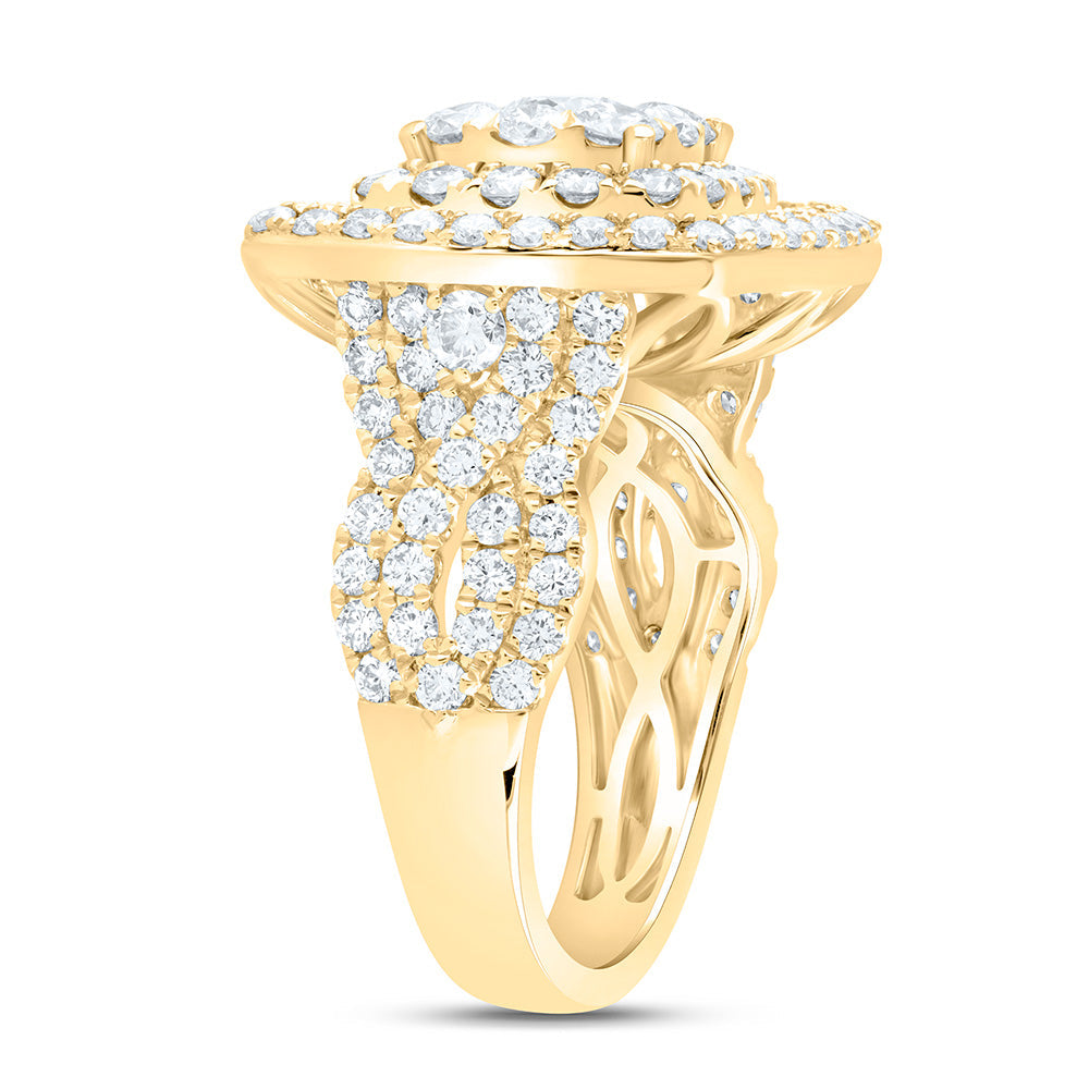 3 1/2CTW-NAT DIA ANA M ELITE 3/8CTW-CRD CUSHION DOUBLE HALO BRIDAL RING Daisy Joyeria