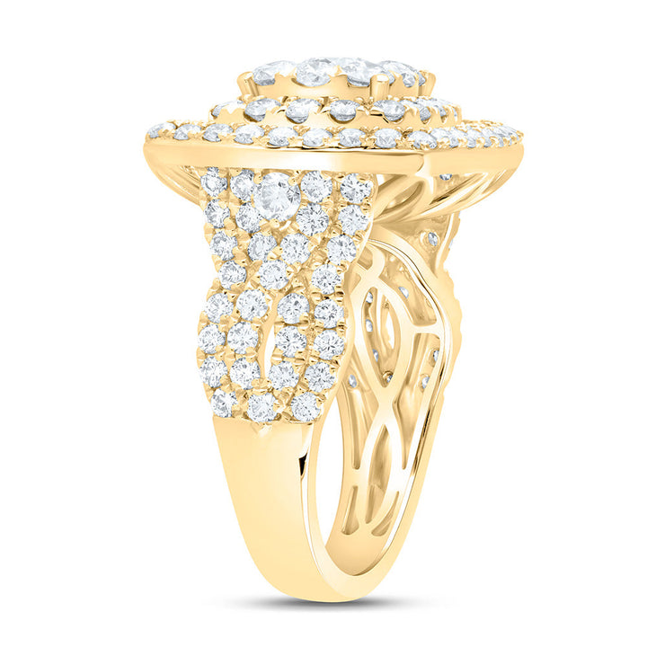 3 1/2CTW-NAT DIA ANA M ELITE 3/8CTW-CRD CUSHION DOUBLE HALO BRIDAL RING Daisy Joyeria