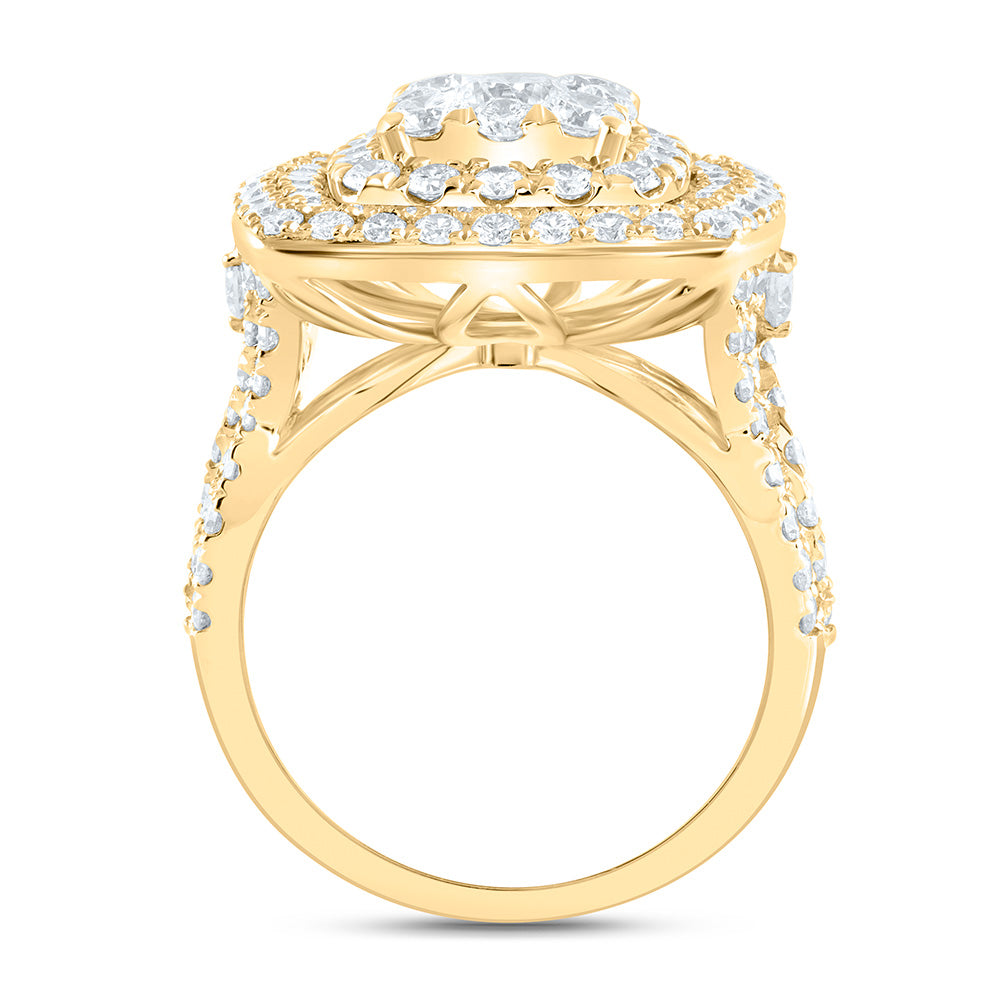 3 1/2CTW-NAT DIA ANA M ELITE 3/8CTW-CRD CUSHION DOUBLE HALO BRIDAL RING Daisy Joyeria