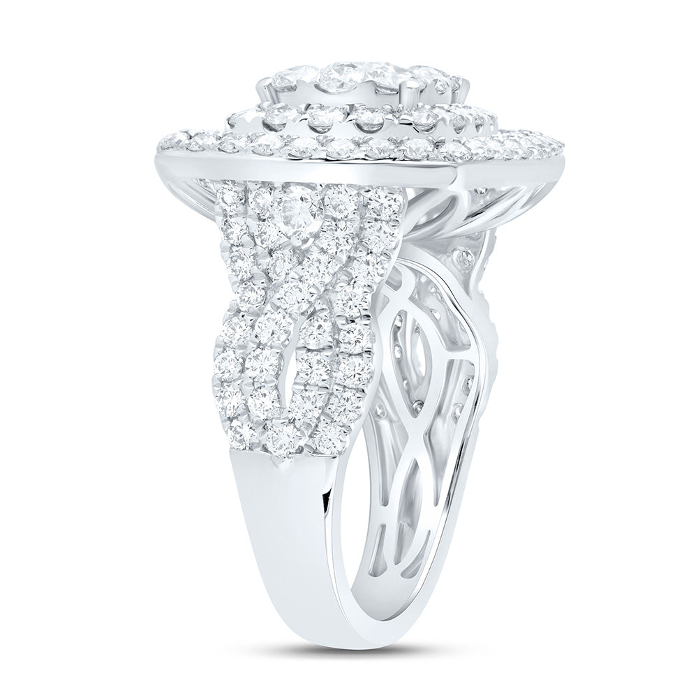 3 1/2CTW-NAT DIA ANA M ELITE 3/8CTW-CRD CUSHION DOUBLE HALO BRIDAL RING Daisy Joyeria