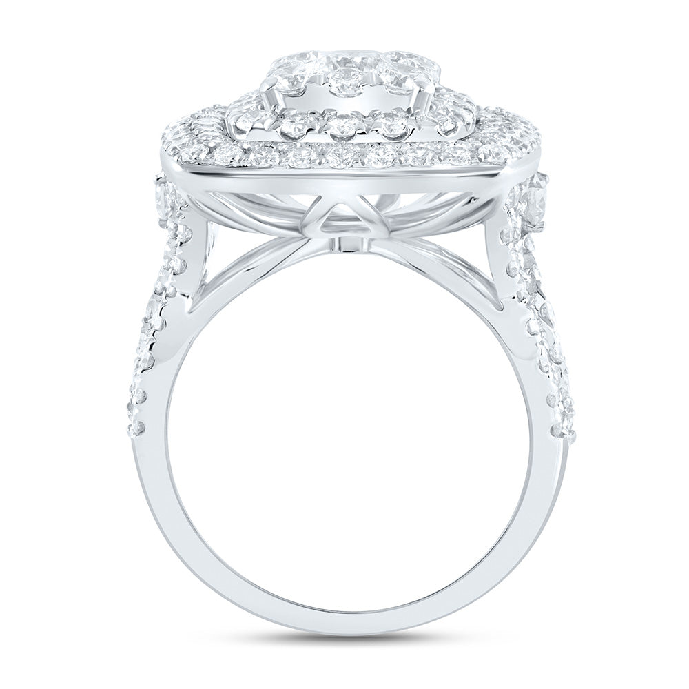 3 1/2CTW-NAT DIA ANA M ELITE 3/8CTW-CRD CUSHION DOUBLE HALO BRIDAL RING Daisy Joyeria