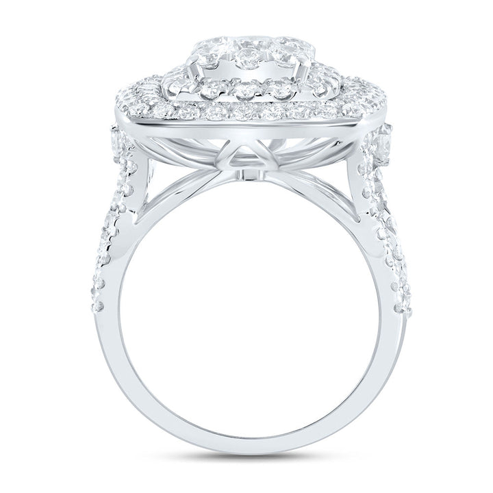 3 1/2CTW-NAT DIA ANA M ELITE 3/8CTW-CRD CUSHION DOUBLE HALO BRIDAL RING Daisy Joyeria