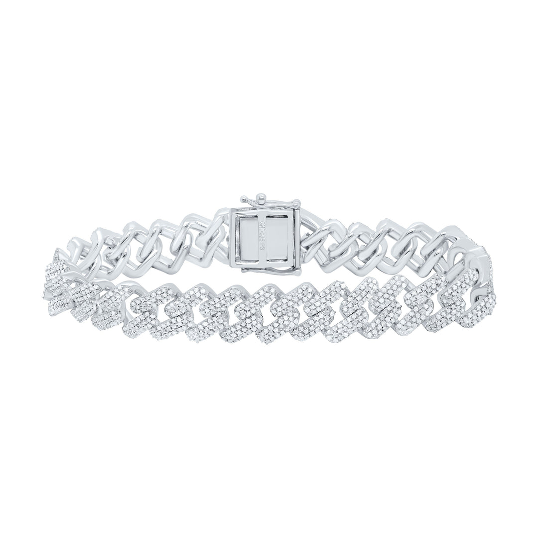 4CTW-NAT DIA P3 12.40MM CUBAN MEN'S BRACELET (8 INCH) Daisy Joyeria
