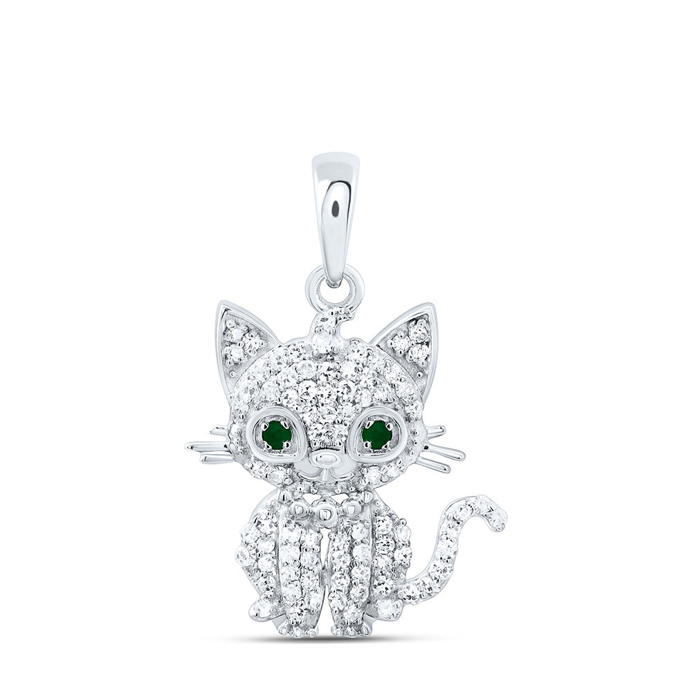 1/6CTW-NAT DIA P1 GIFT 0.01CTW RD-EM NAT-GEM CAT PENDANT Daisy Joyeria