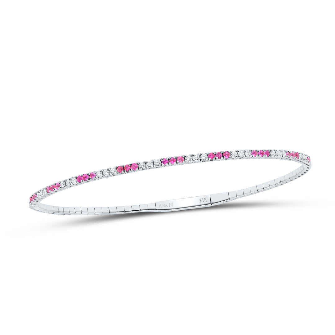3/8CTW-NAT DIA ANA M 1/2CTW RD-PINK SAPP NAT GEM TENNIS BANGLE(60X50MM) Daisy Joyeria