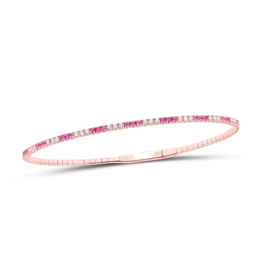 3/8CTW-NAT DIA ANA M 1/2CTW RD-PINK SAPP NAT GEM TENNIS BANGLE(60X50MM) Daisy Joyeria