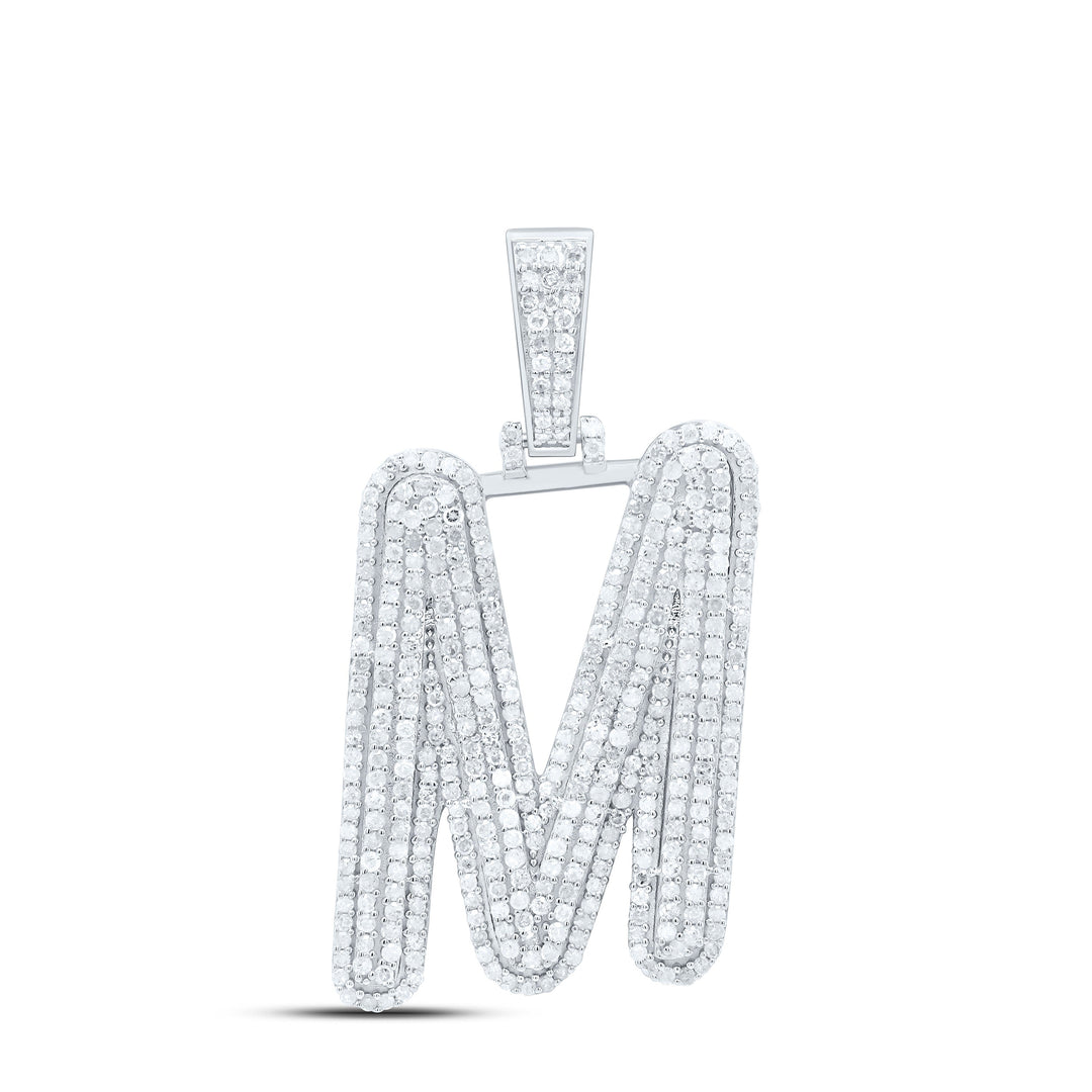1.00CTW-NAT DIA P3 GIFT INITIAL "M" PENDANT Daisy Joyeria