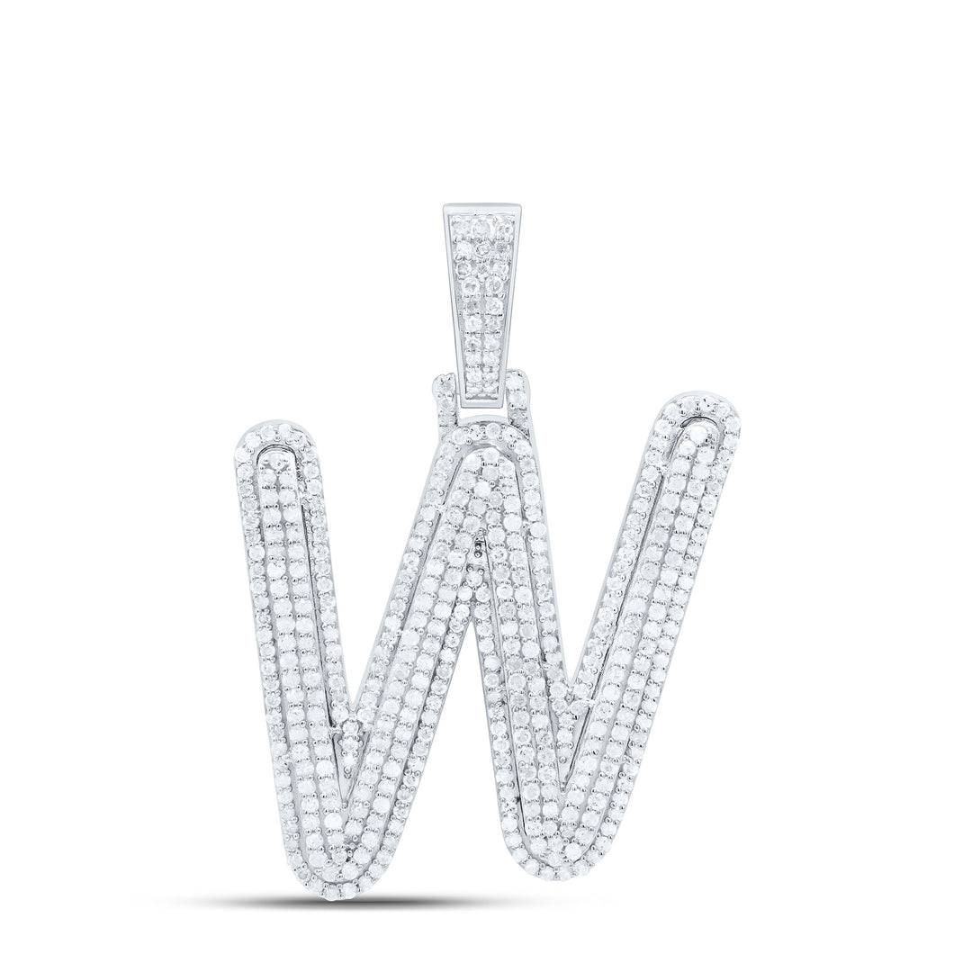 1.00CTW-NAT DIA P3 GIFT INITIAL "W" PENDANT Daisy Joyeria