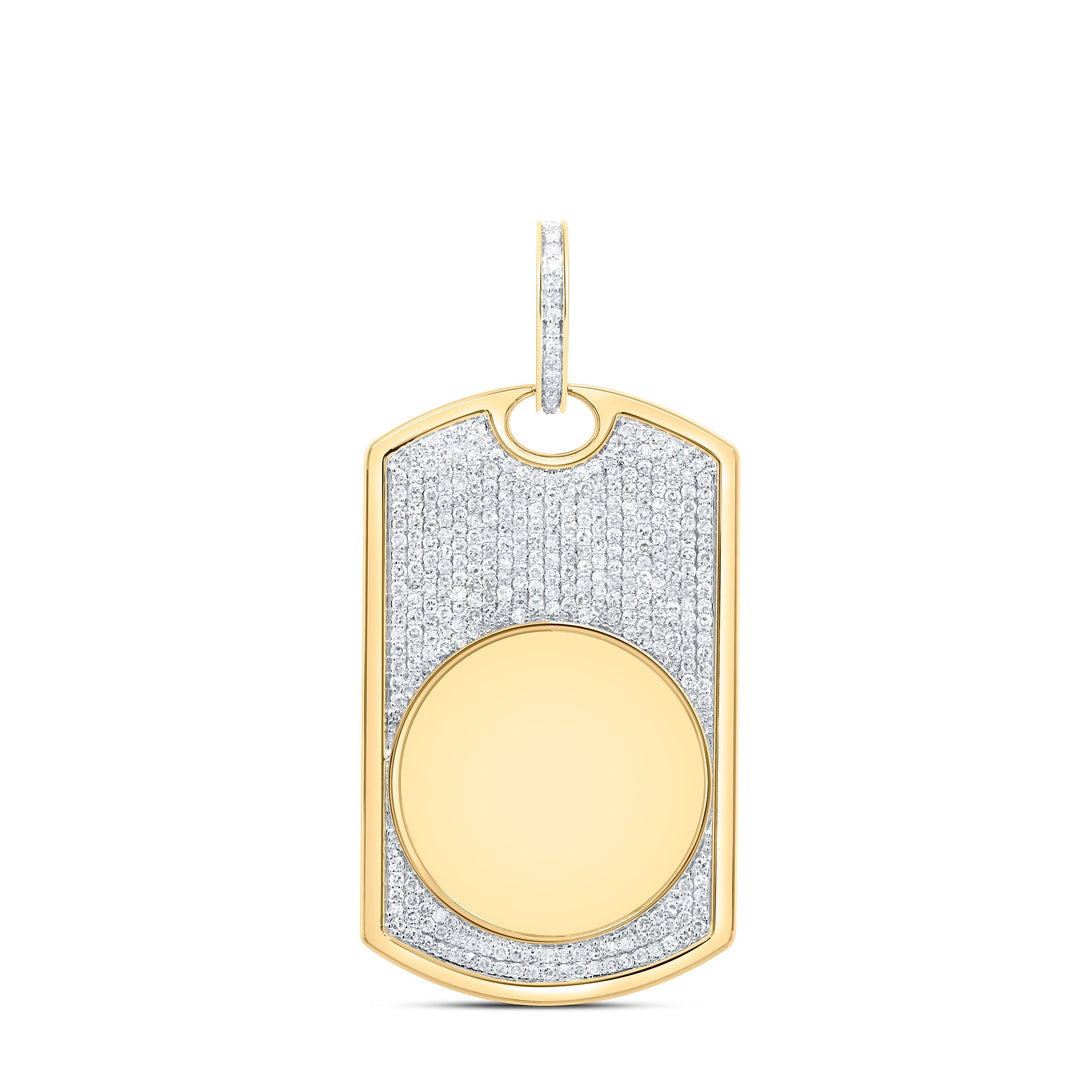 1 1/4CTW-NAT DIA NK DOG TAG MEMORY MENS CHARM Daisy Joyeria