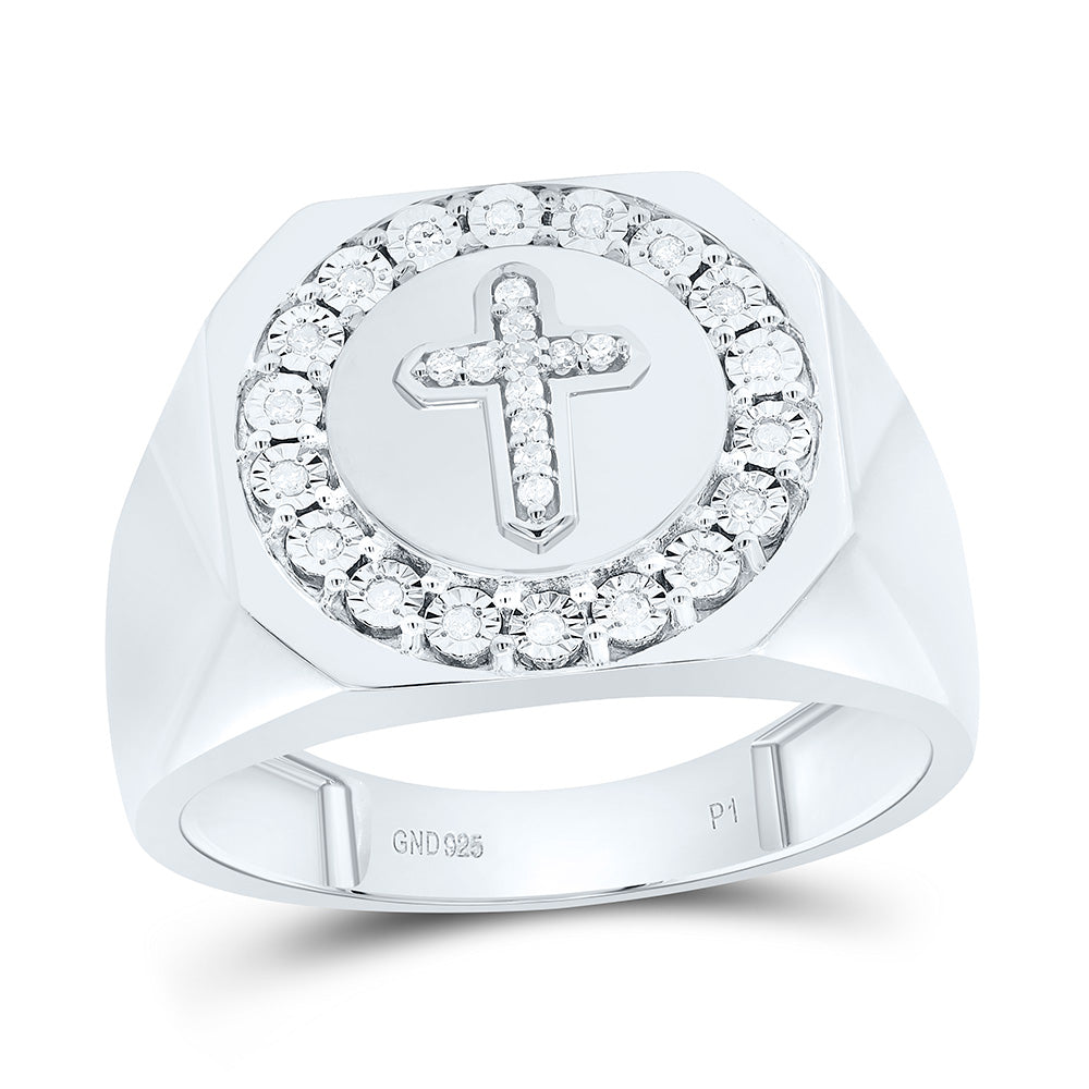 1/8CTW-NAT DIA P1 GIFT CROSS  FANUK MENS RING Daisy Joyeria