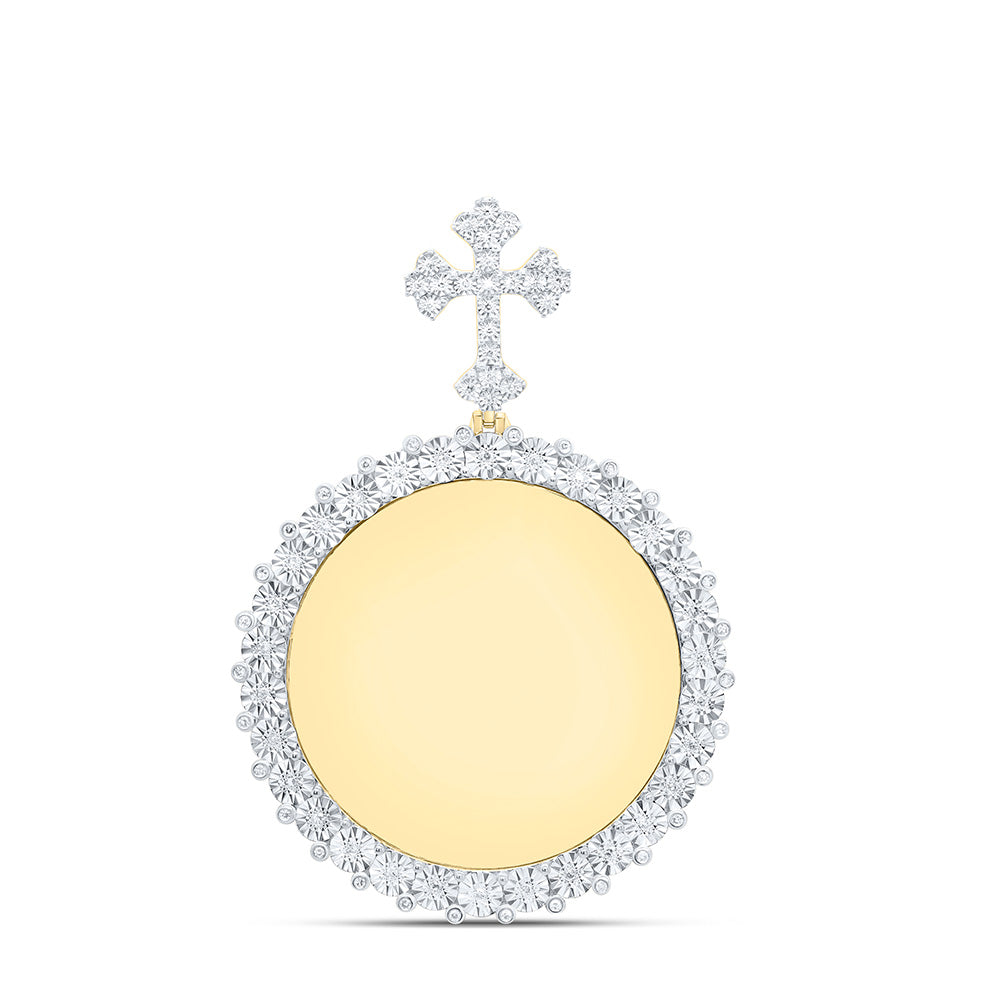 1/3CTW-NAT DIA NK FANUK MEMORY CROSS BAIL MENS CHARM Daisy Joyeria