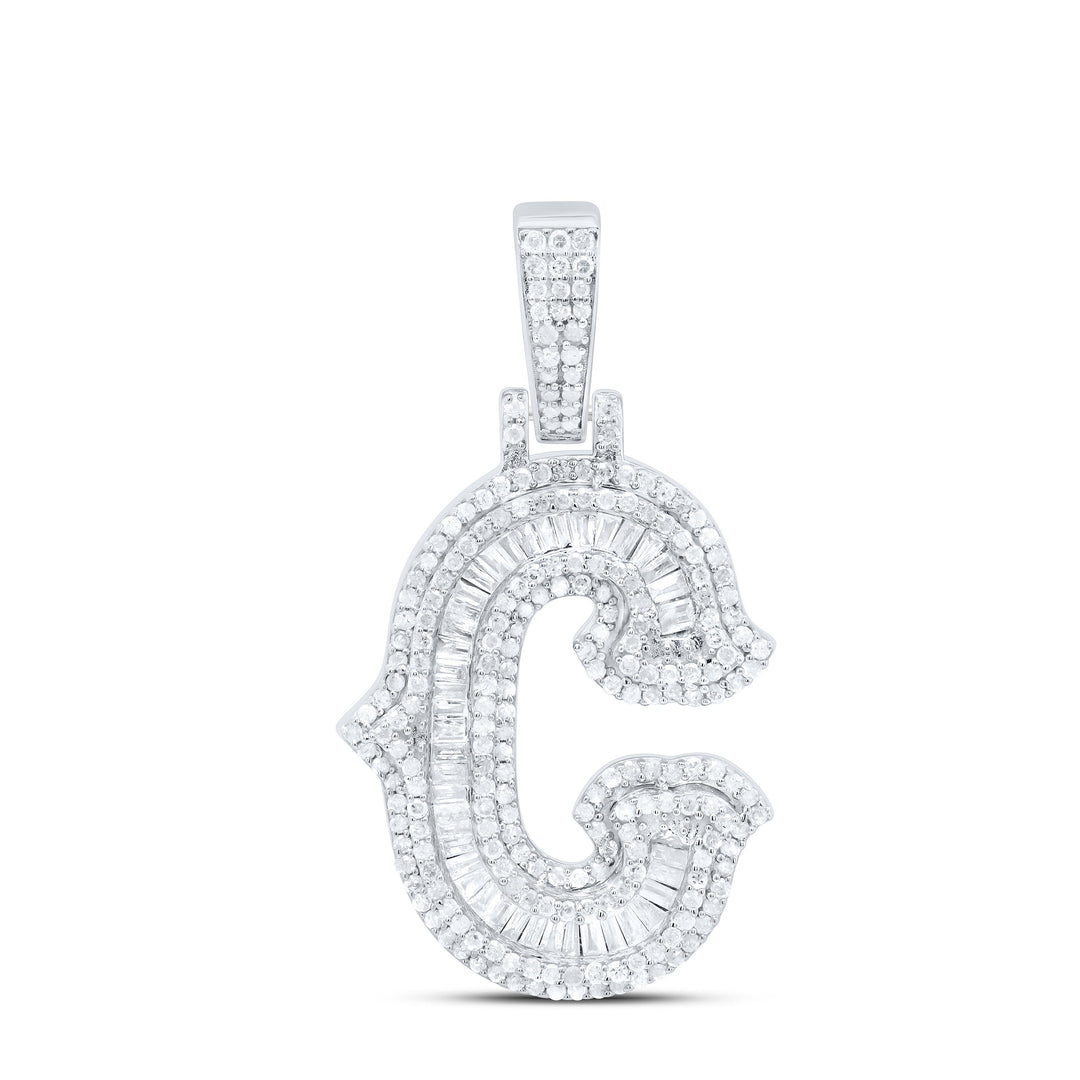 1.00 CTW-NAT DIA P2P3 GIFT (25MM) INITIAL "C" PENDANT Daisy Joyeria