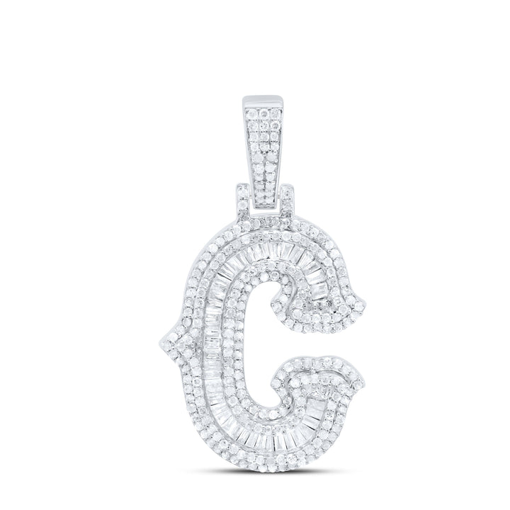 1.00 CTW-NAT DIA P2P3 GIFT (25MM) INITIAL "C" PENDANT Daisy Joyeria