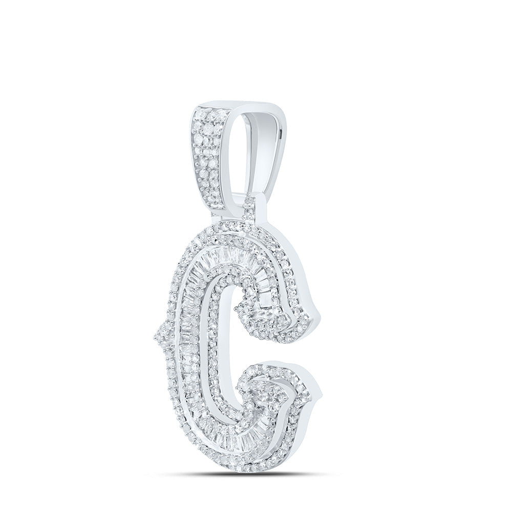 1.00 CTW-NAT DIA P2P3 GIFT (25MM) INITIAL "C" PENDANT Daisy Joyeria