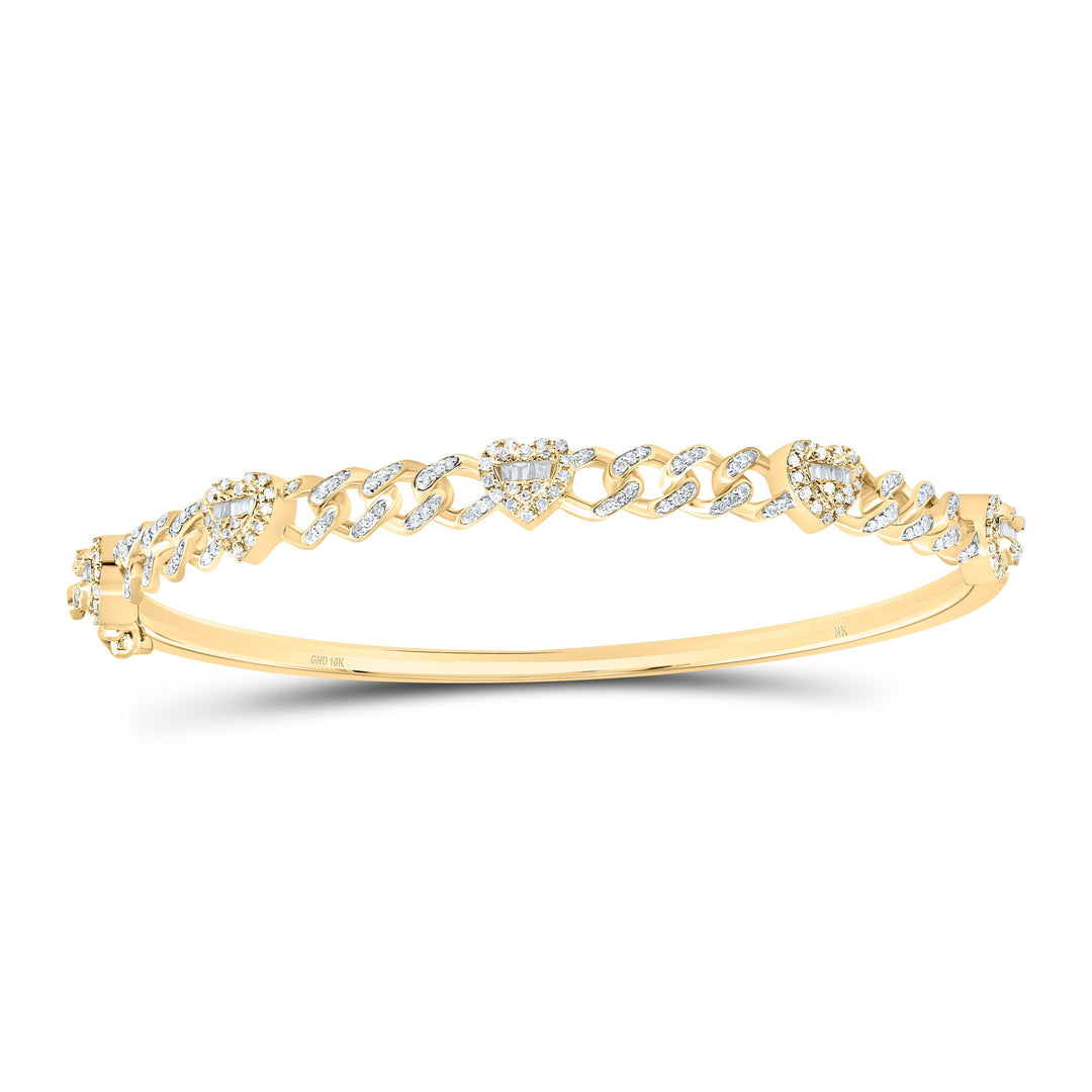 5/8CTW-NAT DIA NK FASHION HEART CUBAN BANGLE(65X55MM) Daisy Joyeria