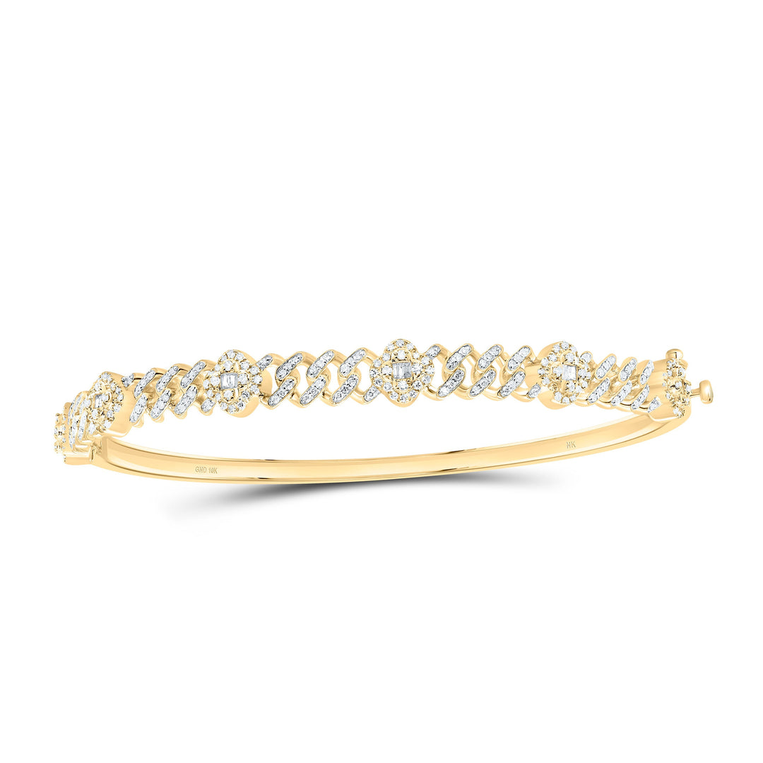 3/4CTW-NAT DIA NK FASHION CLOVER CUBAN BANGLE (65X55MM) Daisy Joyeria