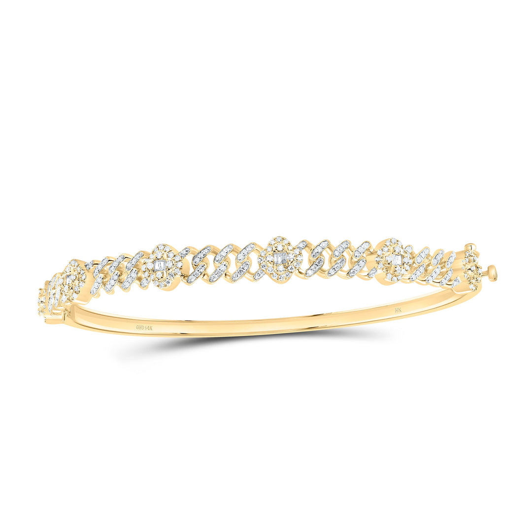 3/4CTW-NAT DIA NK FASHION CLOVER CUBAN BANGLE  (65X55MM) Daisy Joyeria