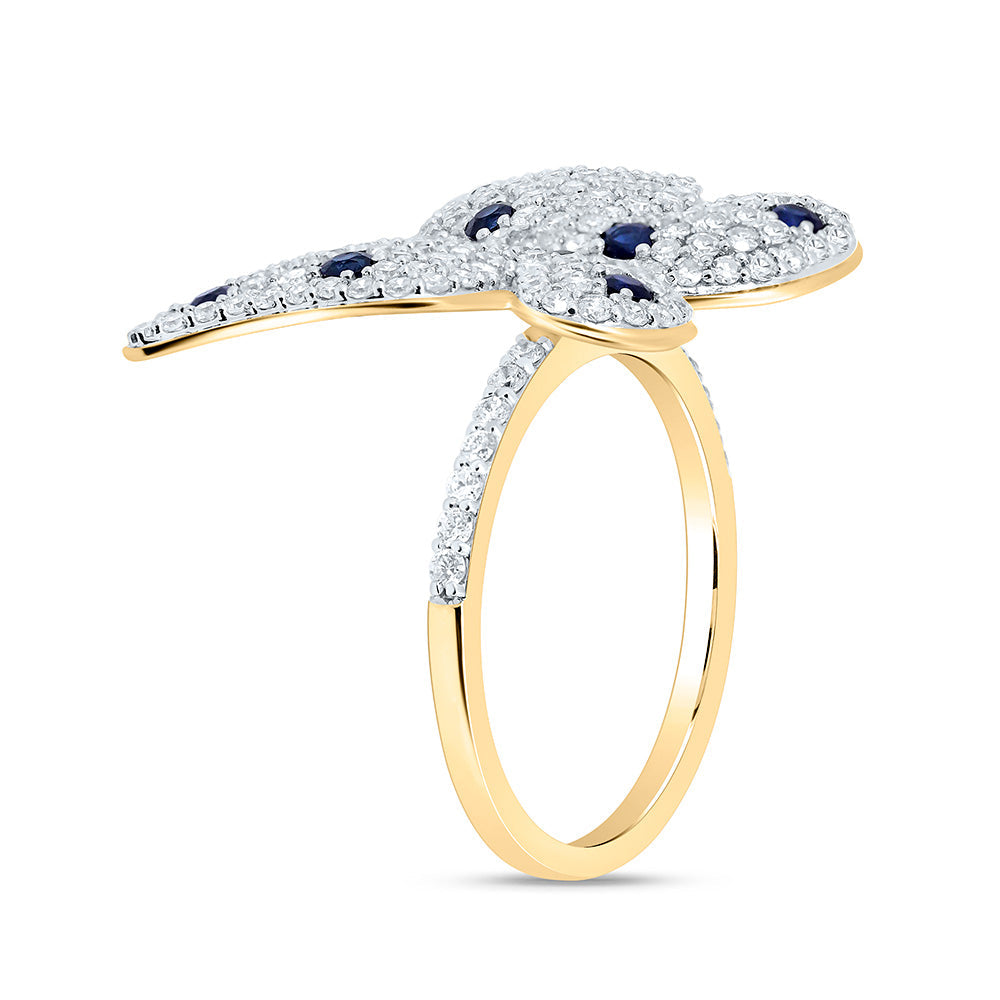 1 1/3CTW-NAT DIA CN 3/8CTW-RD-BS NAT GEM BUTTERFLY RING Daisy Joyeria