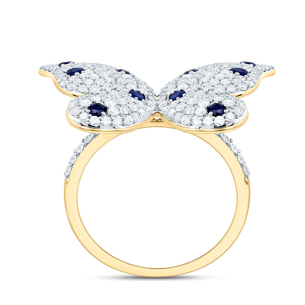 1 1/3CTW-NAT DIA CN 3/8CTW-RD-BS NAT GEM BUTTERFLY RING Daisy Joyeria