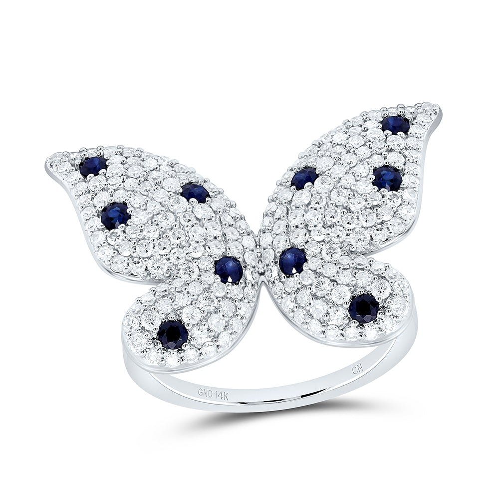 1 1/3CTW-NAT DIA CN 3/8CTW-RD-BS NAT GEM BUTTERFLY RING Daisy Joyeria