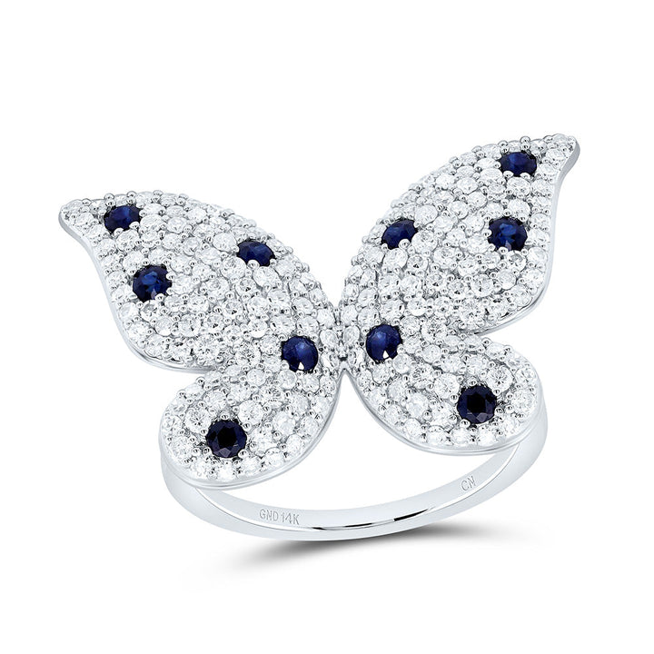 1 1/3CTW-NAT DIA CN 3/8CTW-RD-BS NAT GEM BUTTERFLY RING Daisy Joyeria