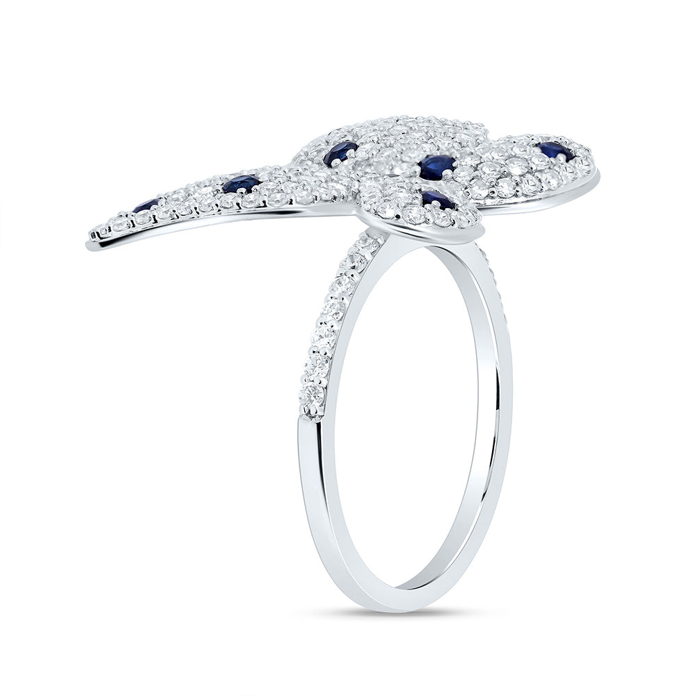 1 1/3CTW-NAT DIA CN 3/8CTW-RD-BS NAT GEM BUTTERFLY RING Daisy Joyeria