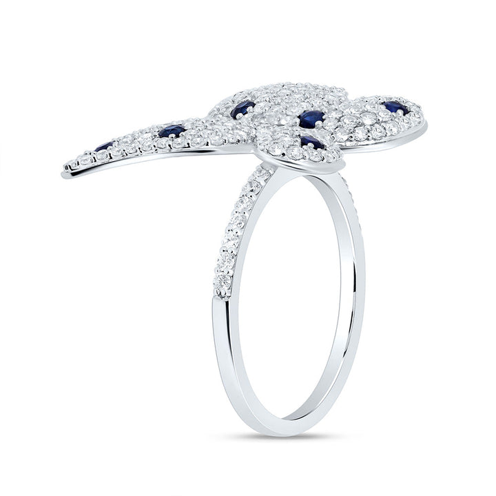 1 1/3CTW-NAT DIA CN 3/8CTW-RD-BS NAT GEM BUTTERFLY RING Daisy Joyeria