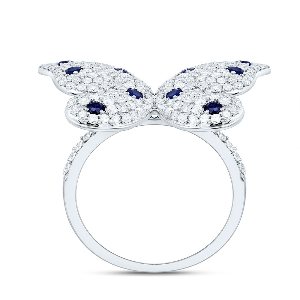 1 1/3CTW-NAT DIA CN 3/8CTW-RD-BS NAT GEM BUTTERFLY RING Daisy Joyeria