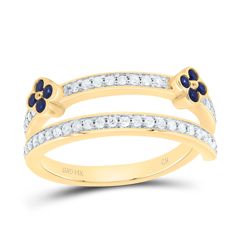 1/4CTW-NAT DIA CN 1/5CTW-RD-BS NAT GEM CLOVER BAND Daisy Joyeria