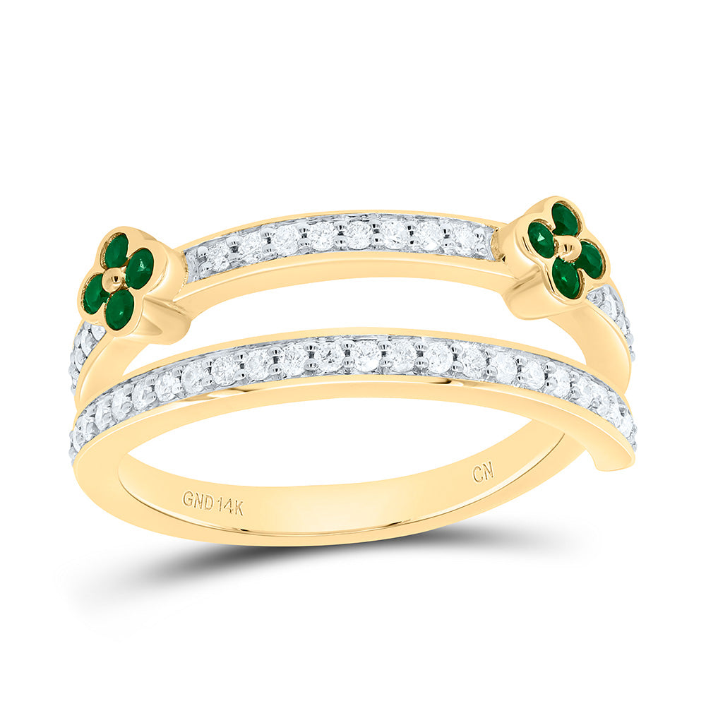 1/4CTW-NAT DIA CN 1/6CTW-RD-EM NAT GEM CLOVER BAND Daisy Joyeria