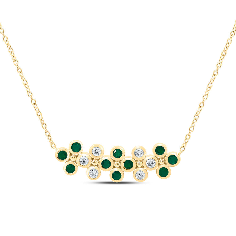 1/6CTW-NAT DIA ANA M 1/4CTW-RD-EM NAT GEM CLOVER NECKLACE (18 INCH) Daisy Joyeria