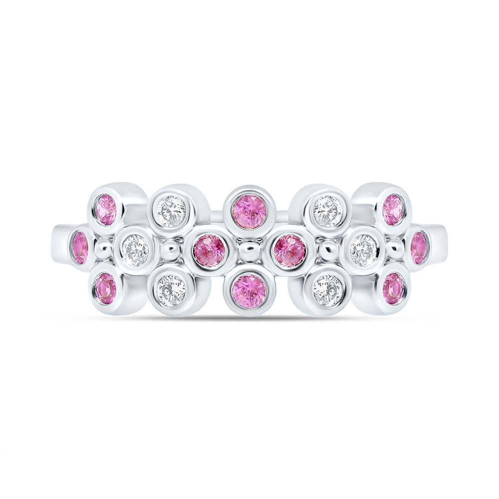 1/10CTW-NAT DIA ANA M 1/5CTW-RD-PINK SAPP NAT GEM CLOVER RING Daisy Joyeria