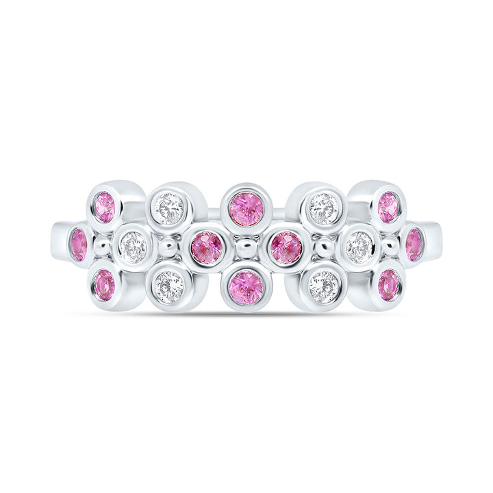 1/10CTW-NAT DIA ANA M 1/5CTW-RD-PINK SAPP NAT GEM CLOVER RING Daisy Joyeria