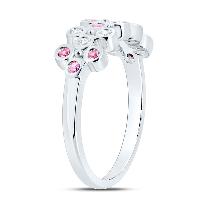 1/10CTW-NAT DIA ANA M 1/5CTW-RD-PINK SAPP NAT GEM CLOVER RING Daisy Joyeria