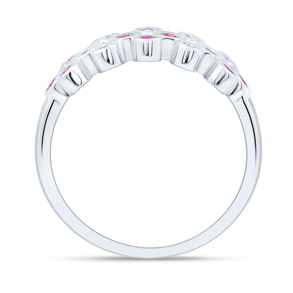 1/10CTW-NAT DIA ANA M 1/5CTW-RD-PINK SAPP NAT GEM CLOVER RING Daisy Joyeria