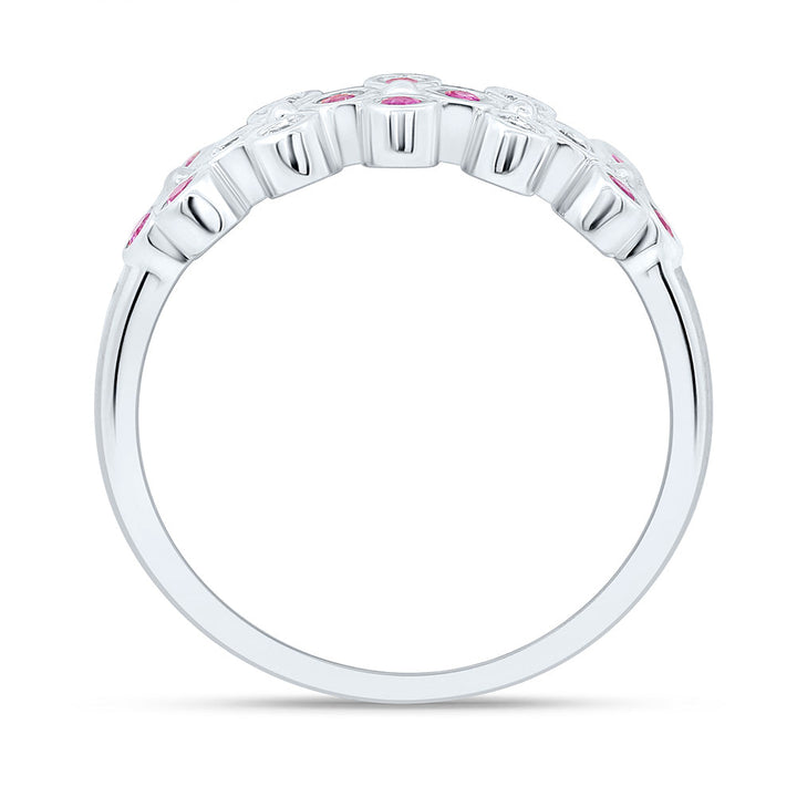 1/10CTW-NAT DIA ANA M 1/5CTW-RD-PINK SAPP NAT GEM CLOVER RING Daisy Joyeria