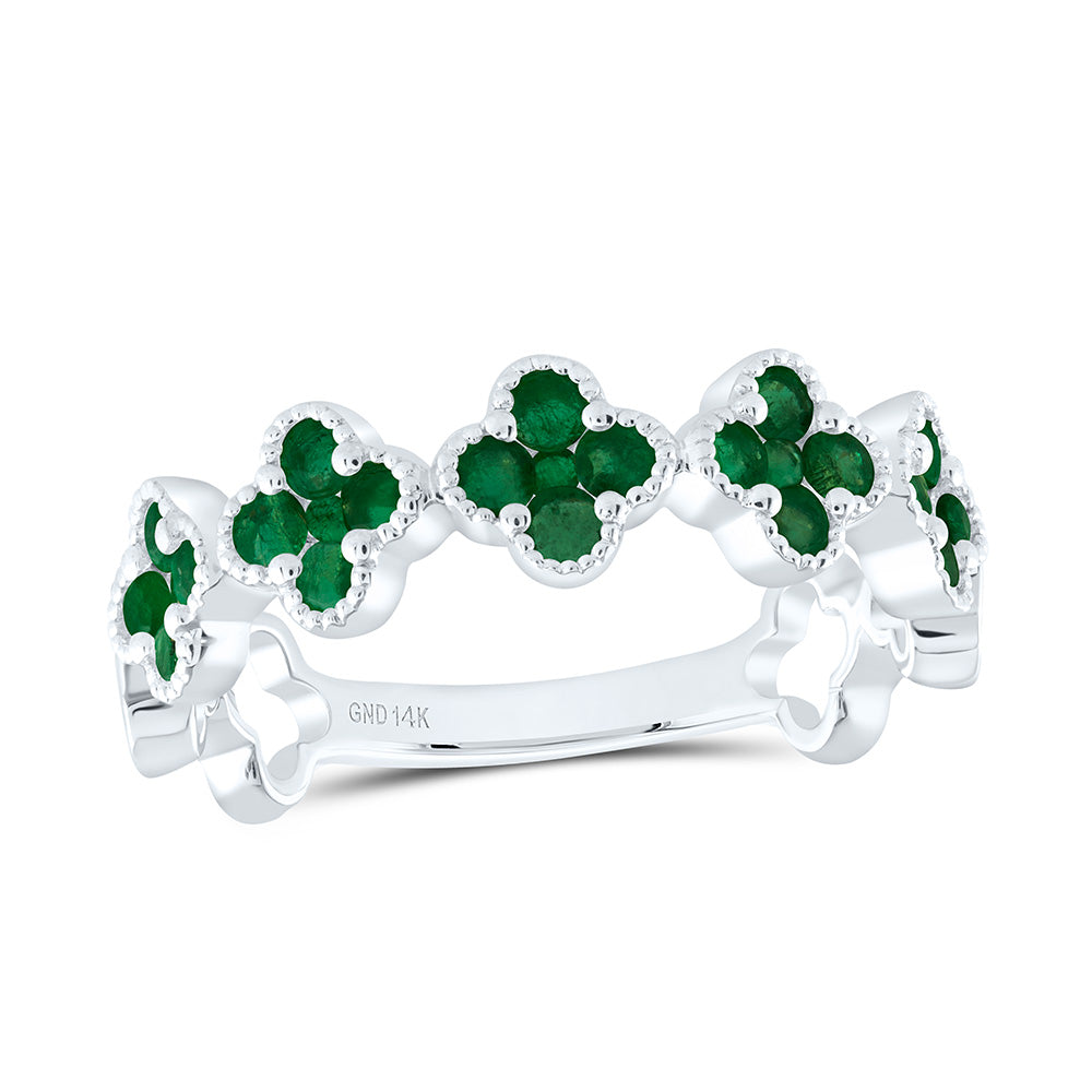 3/4CTW-RD-EM NAT GEM CLOVER RING Daisy Joyeria