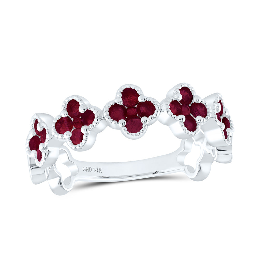 7/8CTW-RD-RU NAT GEM CLOVER RING Daisy Joyeria