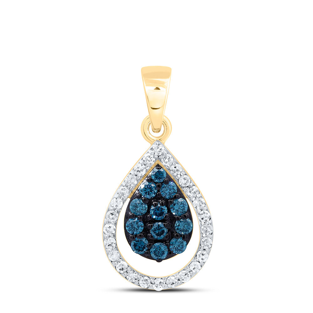 1/3CTW-NAT DIA NK FASHION BLUE DIA PEAR PENDANT Daisy Joyeria
