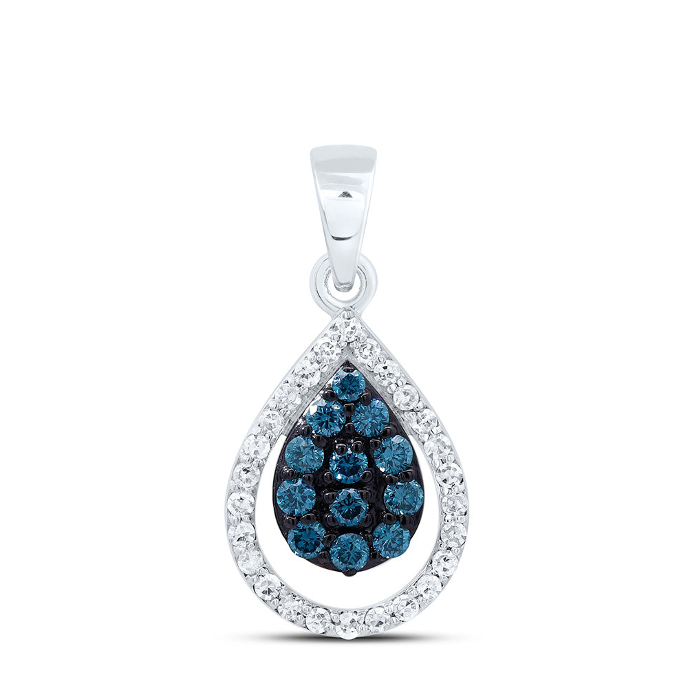 1/3CTW-NAT DIA NK FASHION BLUE DIA PEAR PENDANT Daisy Joyeria