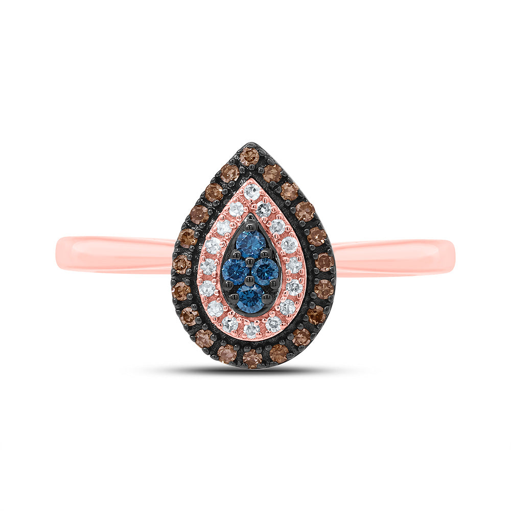 1/5CTW-NAT DIA P1 GIFT COGNAC NATURAL, BLUE DIA PEAR RING Daisy Joyeria