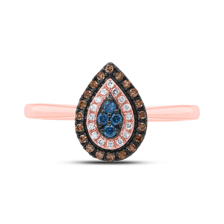1/5CTW-NAT DIA P1 GIFT COGNAC NATURAL, BLUE DIA PEAR RING Daisy Joyeria
