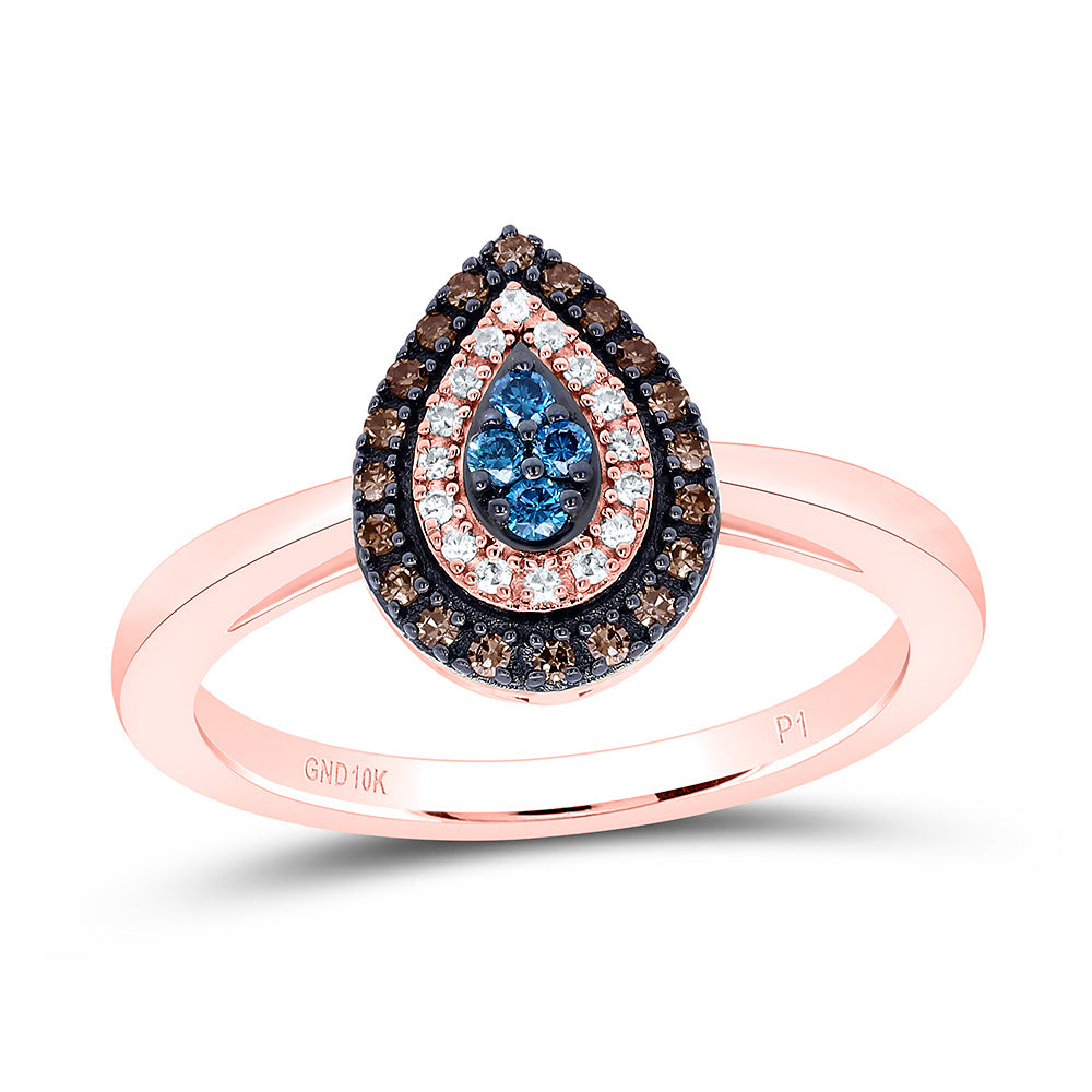 1/5CTW-NAT DIA P1 GIFT COGNAC NATURAL, BLUE DIA PEAR RING Daisy Joyeria