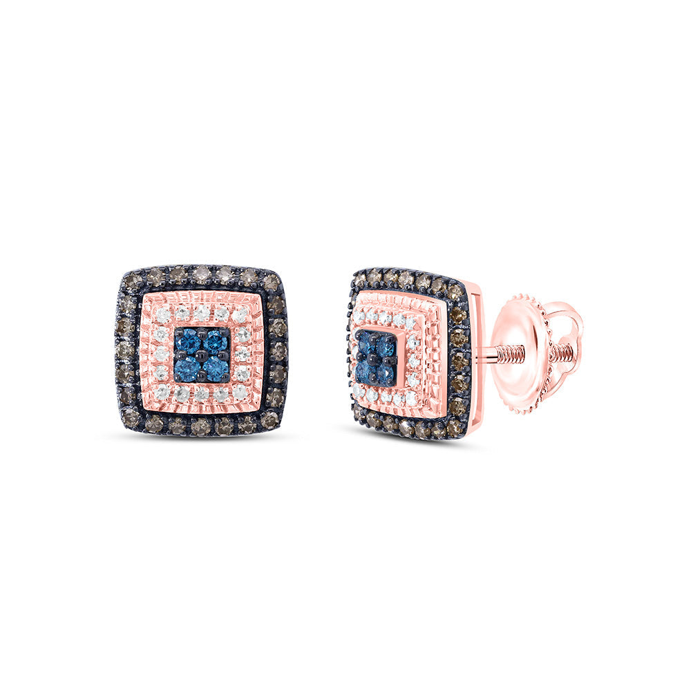 1/2CTW-NAT DIA P1 GIFT COGNAC NATURAL, BLUE DIA SQUARE EARRING Daisy Joyeria