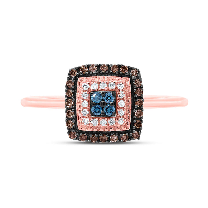 1/4CTW-NAT DIA P1 GIFT COGNAC NATURAL, BLUE DIA SQUARE RING Daisy Joyeria