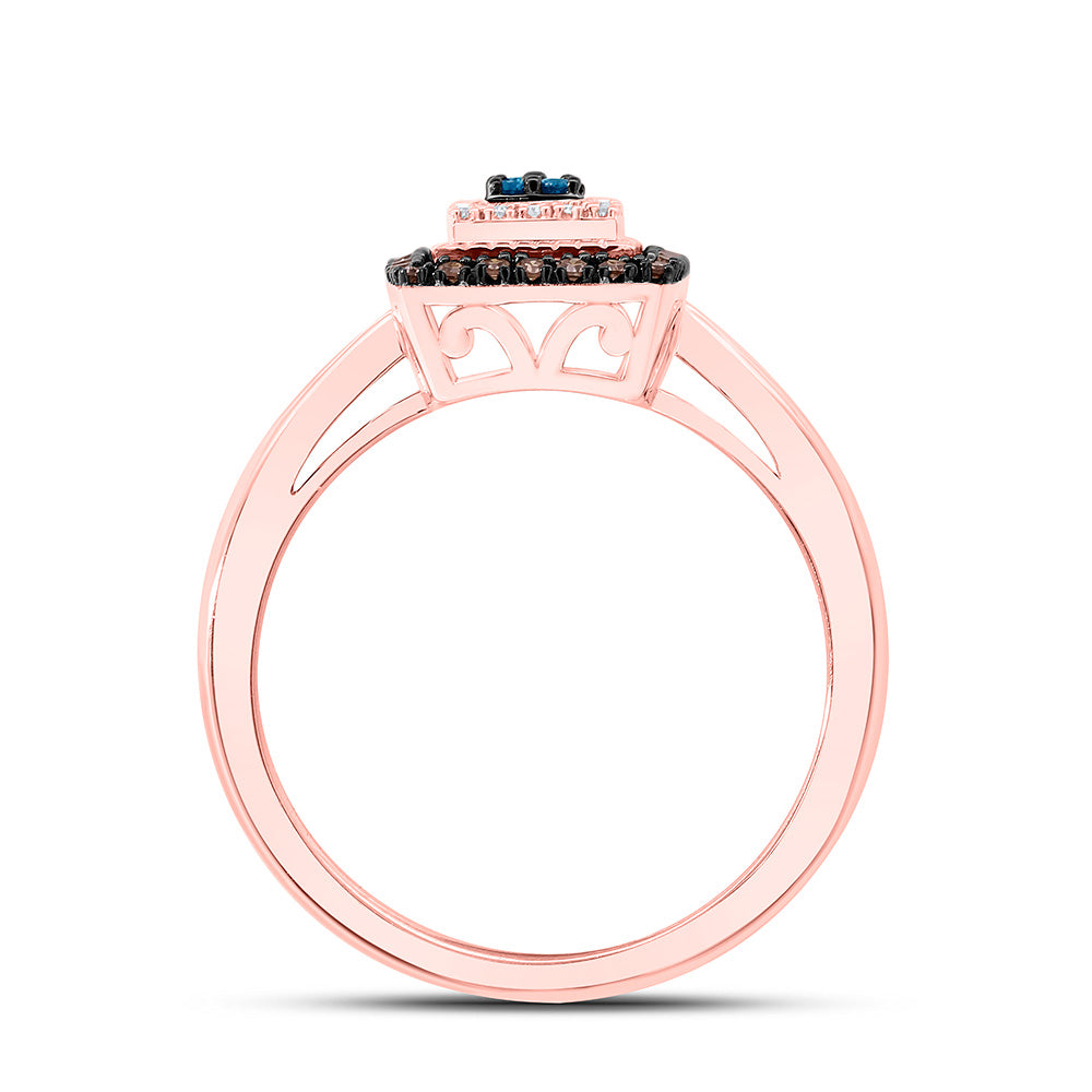 1/4CTW-NAT DIA P1 GIFT COGNAC NATURAL, BLUE DIA SQUARE RING Daisy Joyeria