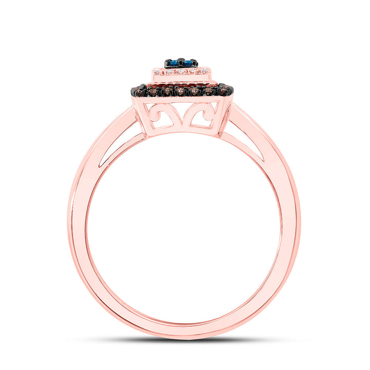 1/4CTW-NAT DIA P1 GIFT COGNAC NATURAL, BLUE DIA SQUARE RING Daisy Joyeria