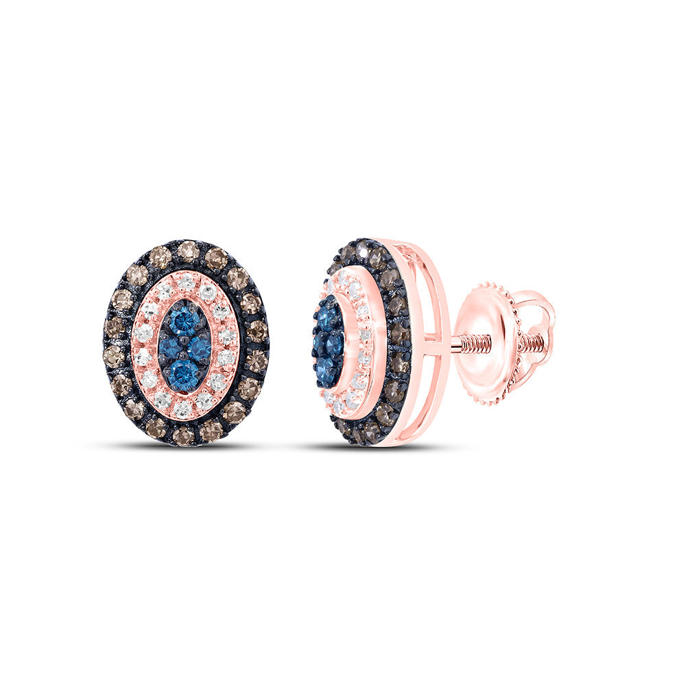 1/3CTW-NAT DIA P1 GIFT COGNAC NATURAL, BLUE DIA OVAL EARRING Daisy Joyeria