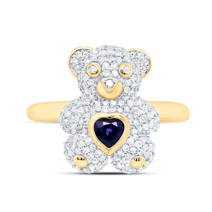 1/2CTW-NAT DIA NK 4MM HS-BS NAT GEM HEART TEDDY BEAR RING Daisy Joyeria